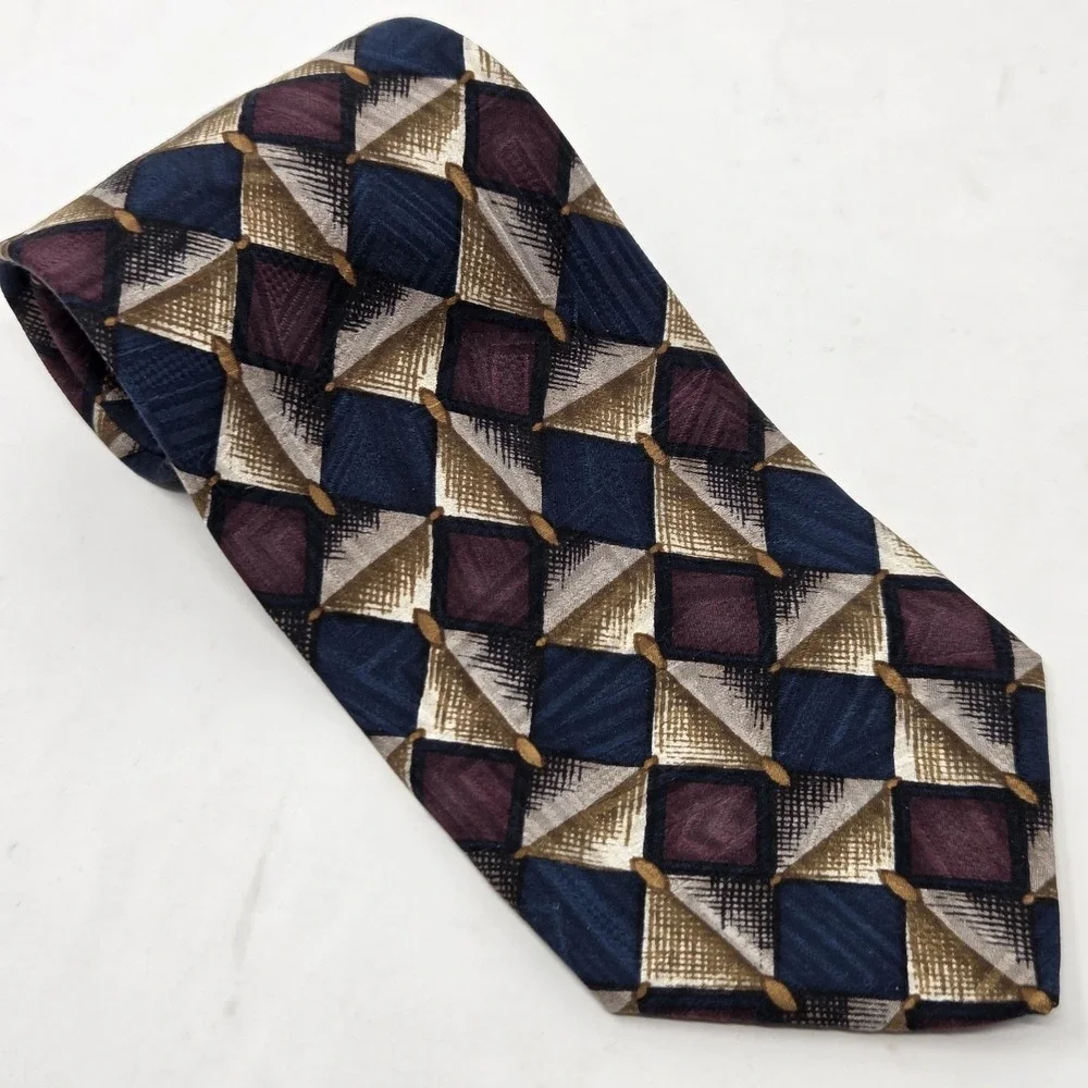 VINTAGE Robert Talbott Studio Nordstrom Geometric Multicolor‎ Necktie Silk USA